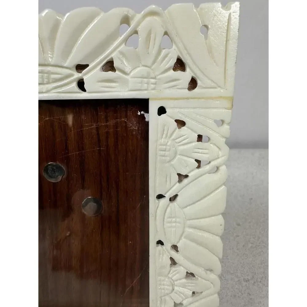 VTG Carved Bone Floral Frame Boho Decor Ornate 5x4 Accent